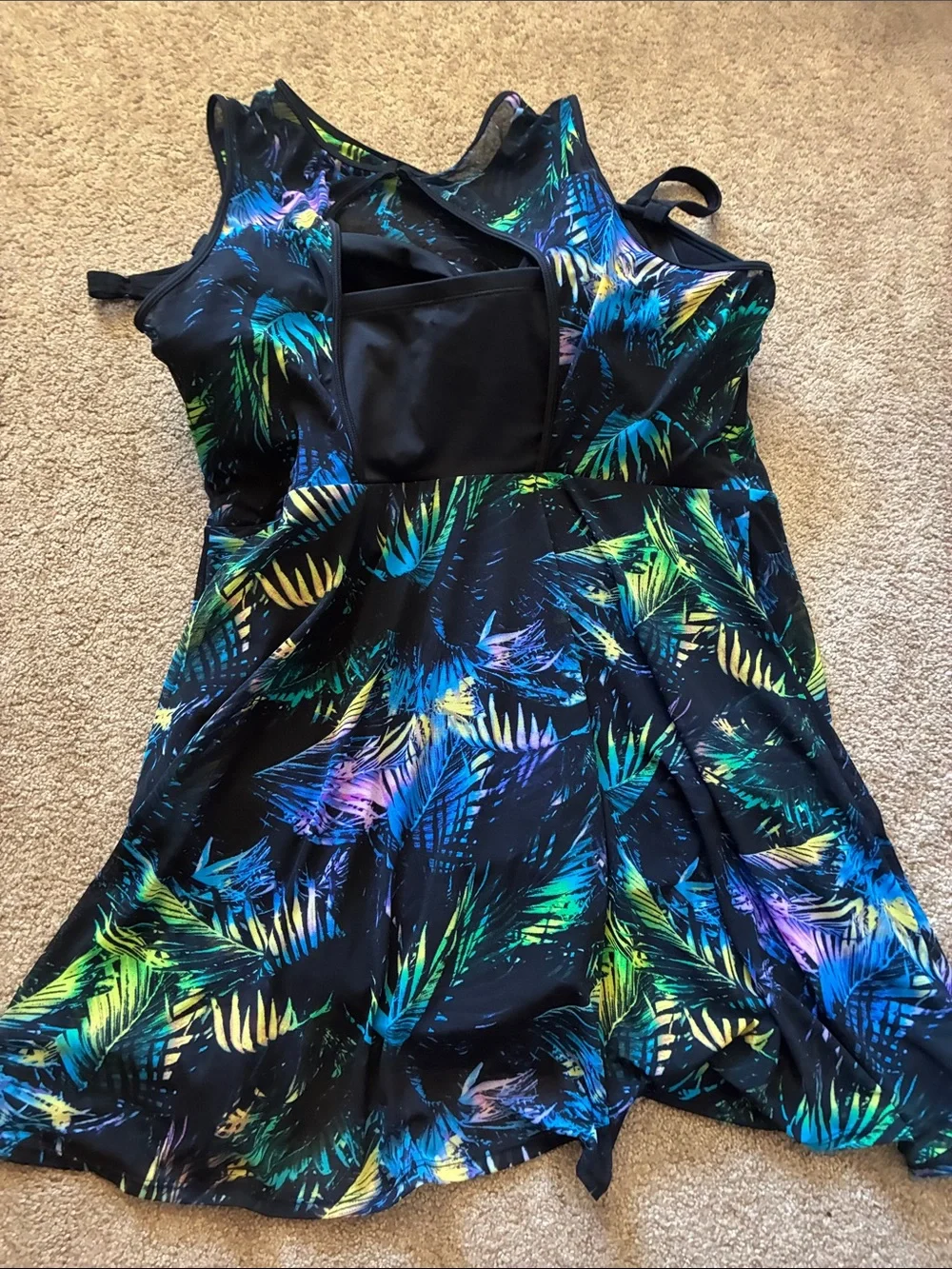 Torrid Swim Dress Hawaiian Palms Mesh Overlay Swimsuit Size 3 D/DD NWOT